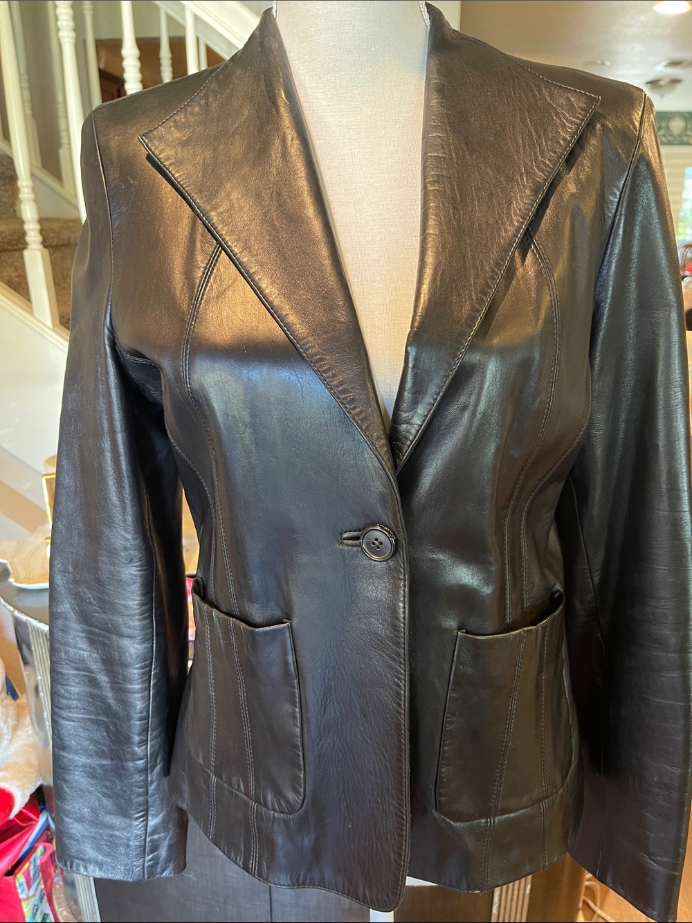 Cole Haan Black Leather Blazer Jacket